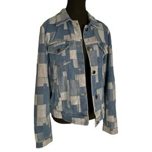 ALEXIS TAYLOR New Patchwork Denim Jean Jacket Pockets Cotton Streetwear Medium